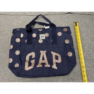 New With Tags GAP Polka Dot Navy Blue Tote Bag Pink Glitter